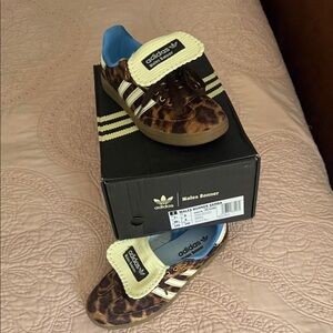 Wales Bonner Leopard Print Sneakers with Blue and Cream Accents